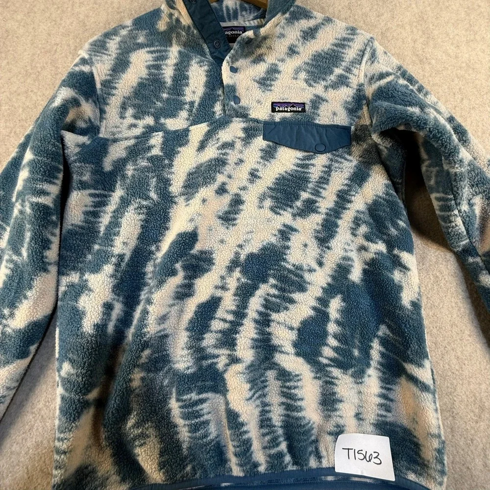 Patagonia Synchilla Snap-T Fleece Pullover Blue White Tie Dye‎ XS T1563